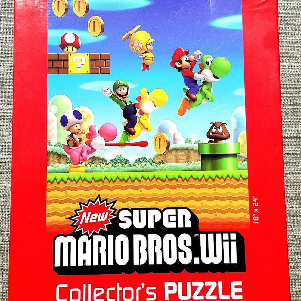 Super Mario Bros Wii Collector's Puzzle 550 PC Video Game Luigi Yoshi Goomba